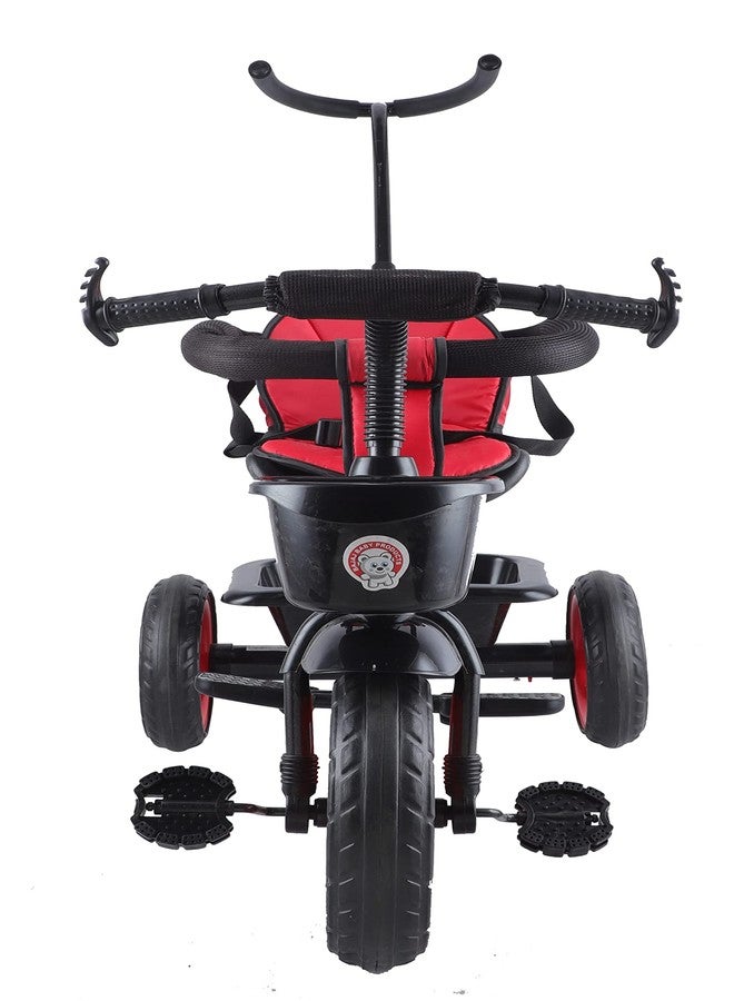 JoyRide Striker Trike Push & Plug Baby Trike with Dual Storage Basket, Adjustable Parental Handle, Detachable Guardrail, Harness, Folding Footrest for Kids| Boys| Girls Age Group 2 to 5 Years (RED) - Image 3